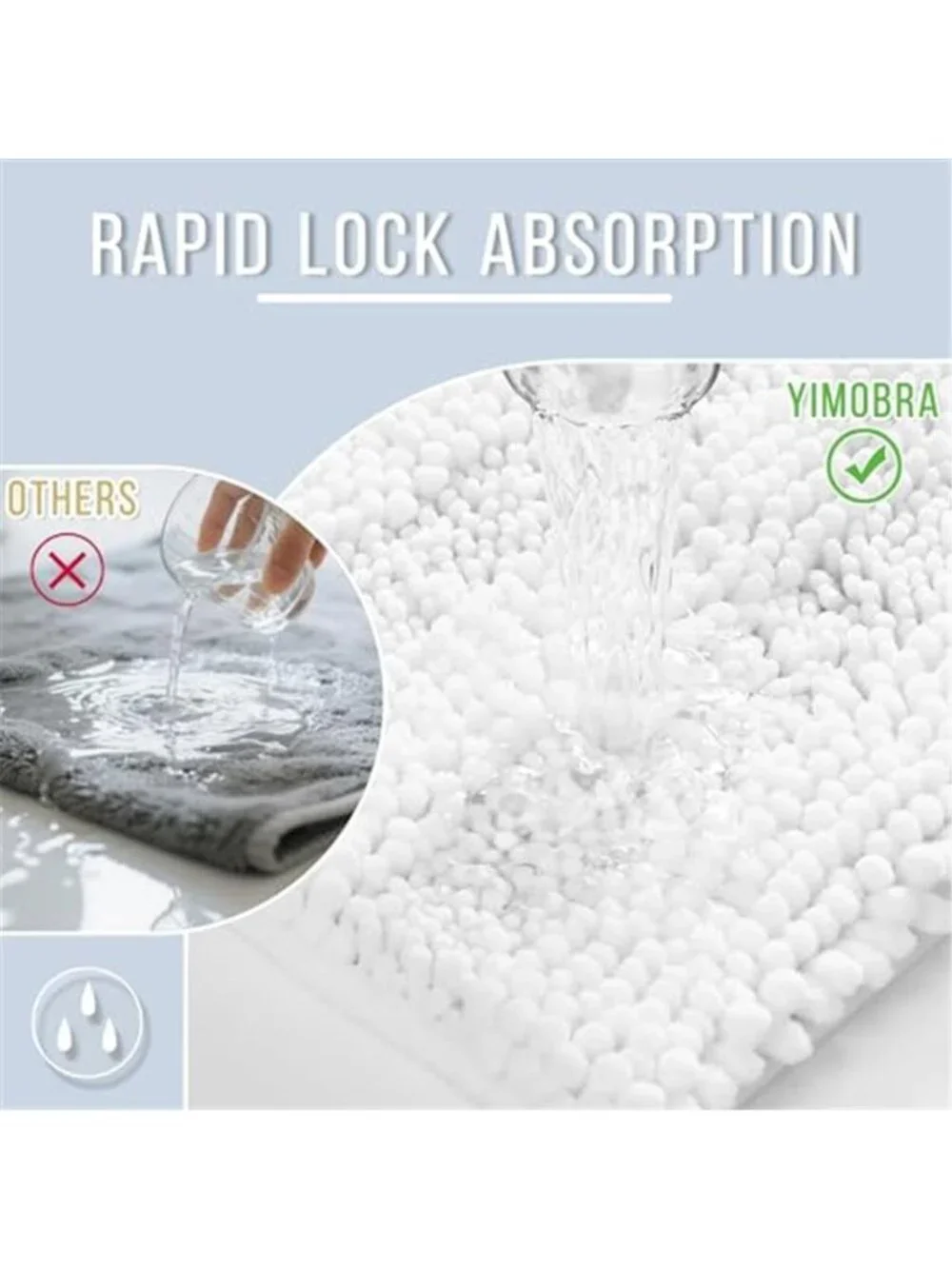 Soft Chenille Bath Mat Non Slip Absorbent Bathroom Rug Plush Thick Washable